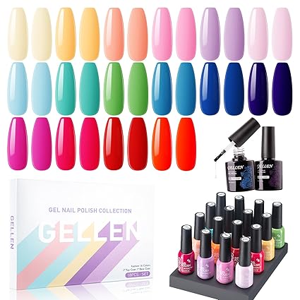 Gellen 16-Color Gel Nail Kit with Top & Base Coat – Beginner-Friendly Nail Polish Kit 2025